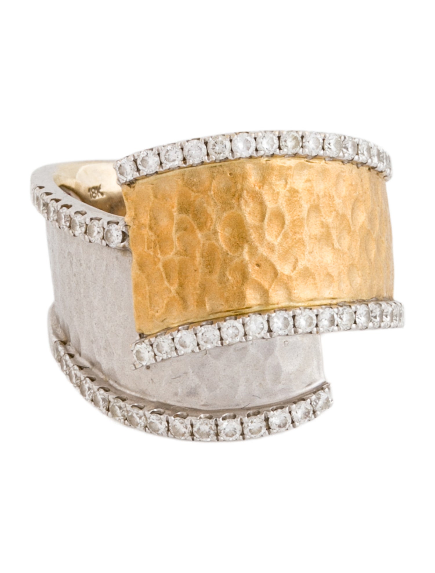 Ring 18K Diamond Hammered Band
